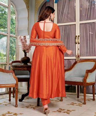 Rust color smart graceful kurta set for trendy girlie looks 2