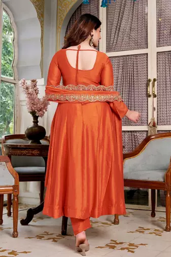 Rust color smart graceful kurta set for trendy girlie looks