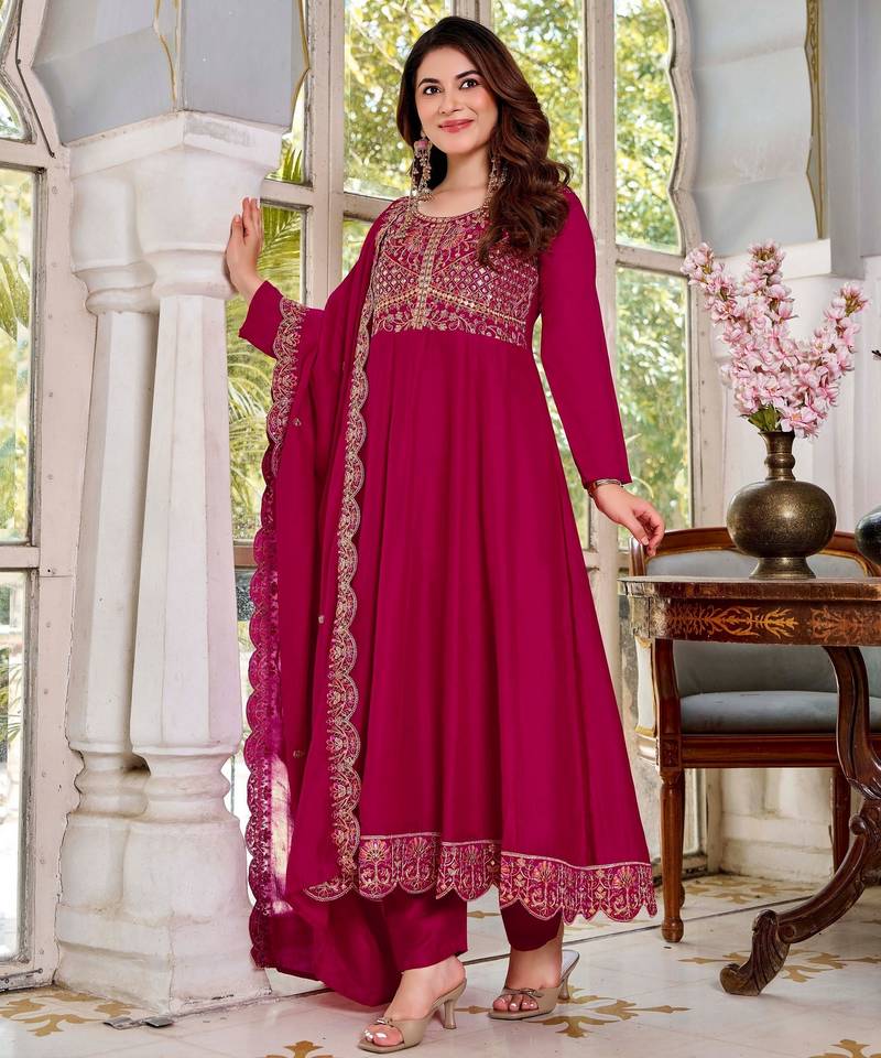 Burgundy color smart graceful kurta set for trendy girlie looks