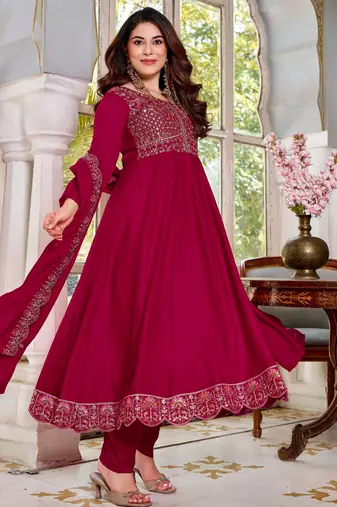 Burgundy color smart graceful kurta set for trendy girlie looks