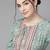 Teal blue ethnic motif yoke embroidered print kurta
