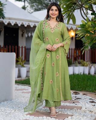 Pista color smart graceful kurta set for trendy girlie looks 1