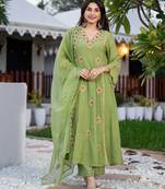 Pista color smart graceful kurta set for trendy girlie looks