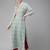 Teal blue ethnic motif yoke embroidered print kurta