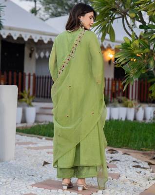 Pista color smart graceful kurta set for trendy girlie looks 2