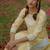 Women yellow & white ethnic motifs screen print cotton pastel kurta