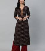 Women purple ethnic motifs printed cotton kurta