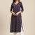 Women navy blue & red ethnic motifs printed kurta