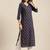 Women navy blue & red ethnic motifs printed kurta