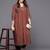 Women maroon alia cut ethnic jaipuri printed a line pure cotton kurta