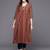 Women maroon alia cut ethnic jaipuri printed a line pure cotton kurta