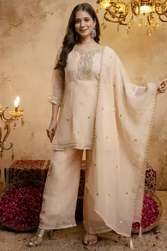 Chiku color smart crunchy fabric designer graceful partywear suit for trendy girlie looks