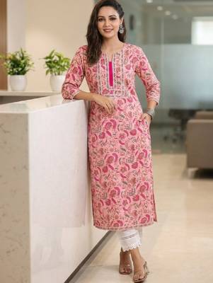 Floral printed a-line calf-length kurta 1