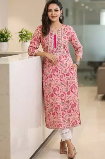 Floral printed a-line calf-length kurta