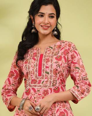 Floral printed a-line calf-length kurta 2