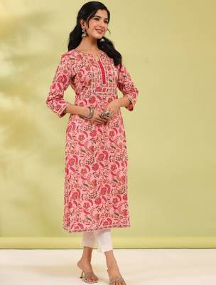 Floral printed a-line calf-length kurta 3