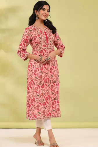 Floral printed a-line calf-length kurta