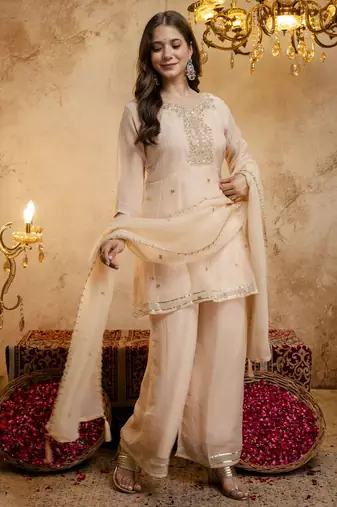 Chiku color smart crunchy fabric designer graceful partywear suit for trendy girlie looks