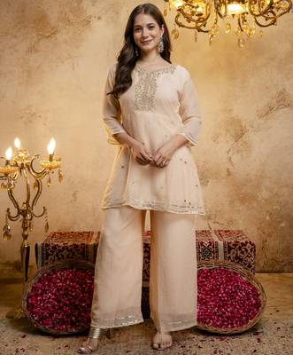 Chiku color smart crunchy fabric designer graceful partywear suit for trendy girlie looks 5