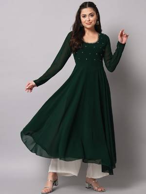 Women indie prints georgette anarkali kurta 1