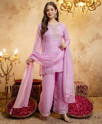 Pink color smart crunchy fabric designer graceful partywear suit for trendy girlie looks 1