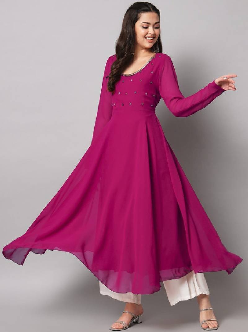 Women indie prints georgette anarkali kurta