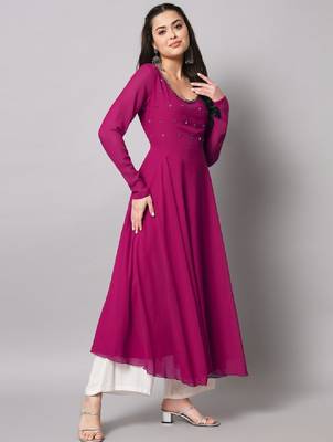 Women indie prints georgette anarkali kurta 3