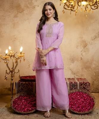 Pink color smart crunchy fabric designer graceful partywear suit for trendy girlie looks 5