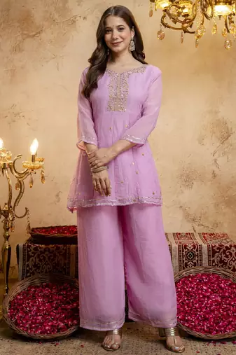 Pink color smart crunchy fabric designer graceful partywear suit for trendy girlie looks