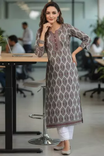 Women ethnic motifs printed pure cotton kurta