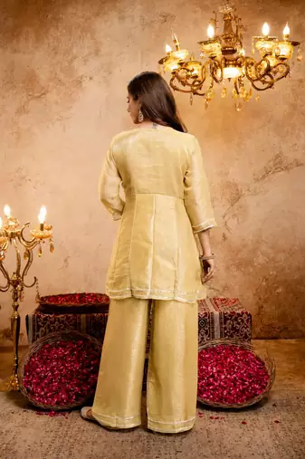 Yellow color smart crunchy fabric designer graceful partywear suit for trendy girlie looks
