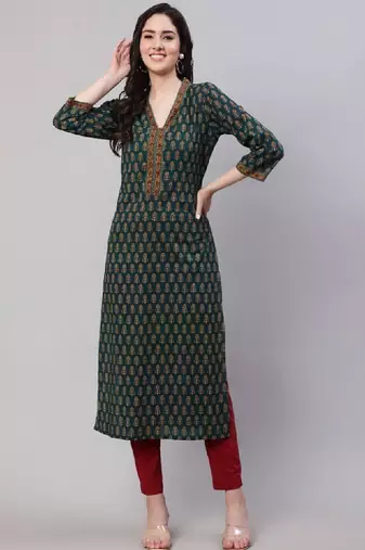 Ethnic motifs printed kurta
