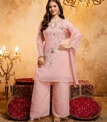 Pink color smart crunchy fabric designer graceful partywear suit for trendy girlie looks
