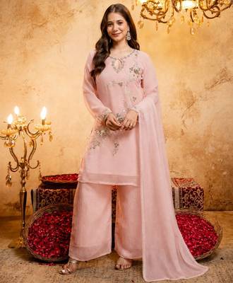Pink color smart crunchy fabric designer graceful partywear suit for trendy girlie looks 4