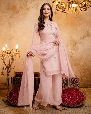 Pink color smart crunchy fabric designer graceful partywear suit for trendy girlie looks 5