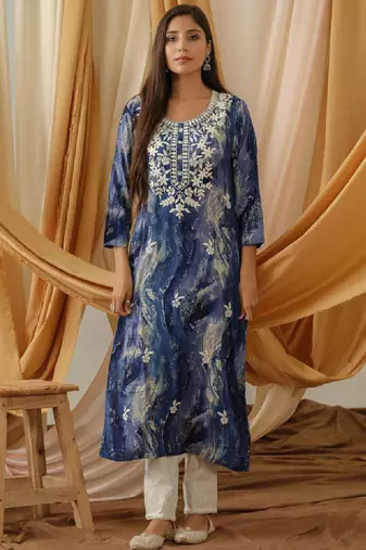 Abstract printed straight kurta
