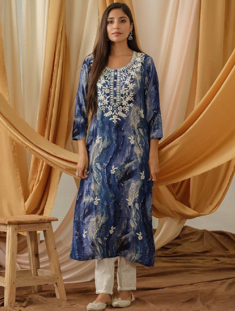 Abstract printed straight kurta