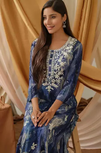 Abstract printed straight kurta
