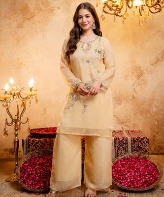Yellow color smart crunchy fabric designer graceful partywear suit for trendy girlie looks 4