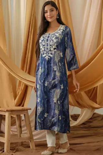 Abstract printed straight kurta