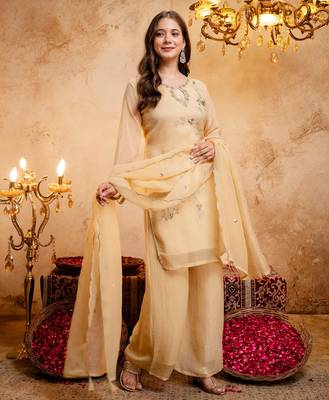 Yellow color smart crunchy fabric designer graceful partywear suit for trendy girlie looks 5