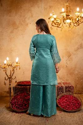 Blue color smart fendy fabric designer graceful partywear suit for trendy girlie looks 2