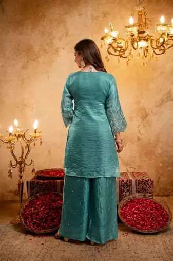 Blue color smart fendy fabric designer graceful partywear suit for trendy girlie looks