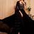 Black floral embroidered sequinned georgette anarkali kurta with dupatta