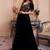 Black floral embroidered sequinned georgette anarkali kurta with dupatta