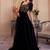 Black floral embroidered sequinned georgette anarkali kurta with dupatta