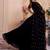 Black floral embroidered sequinned georgette anarkali kurta with dupatta