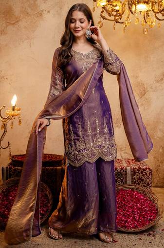 Purple color smart fendy fabric designer graceful partywear suit for trendy girlie looks