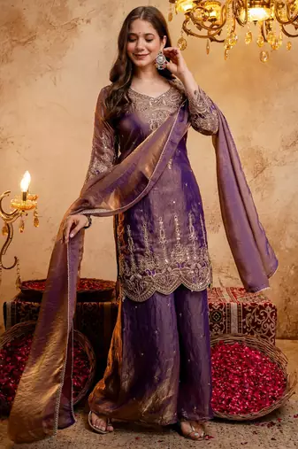 Purple color smart fendy fabric designer graceful partywear suit for trendy girlie looks