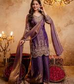 Purple color smart fendy fabric designer graceful partywear suit for trendy girlie looks